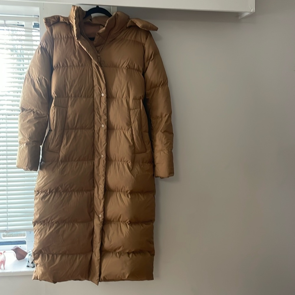 lululemon brown long wunderpuff coat size 8